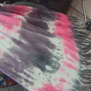 Pink white and gray scarf